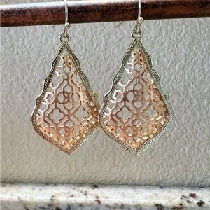 Elegant Gold and Rose Gold Filigree Earrings